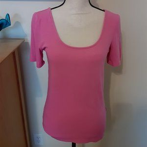 J crew, Ribbed Form Fitting Top, Medium, Pink